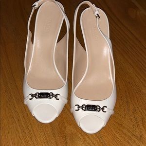 GUCCI Heels White Leather Size 38